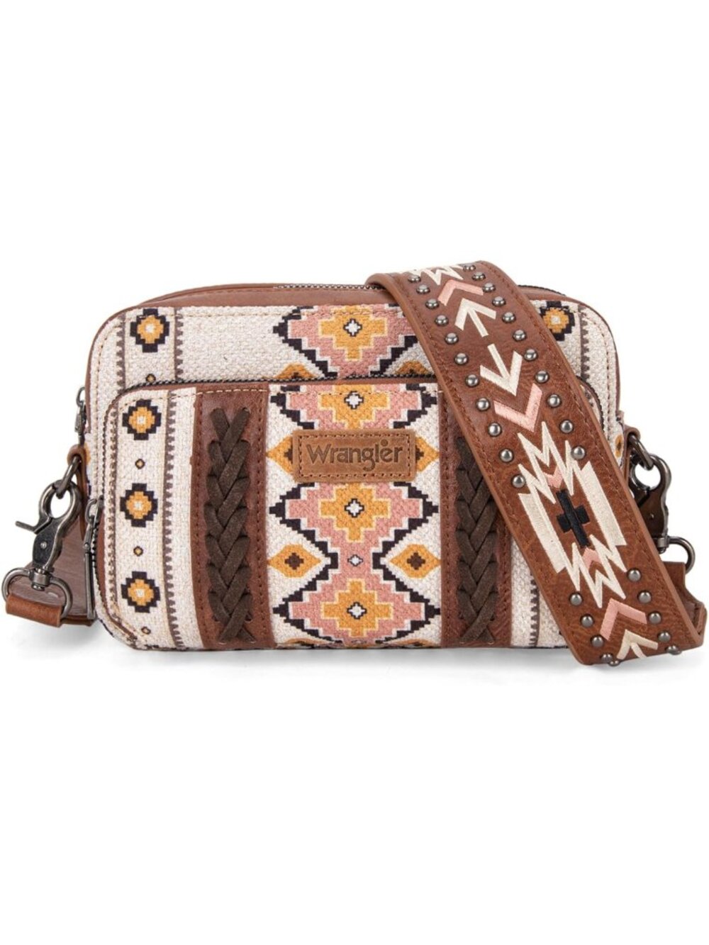 Boho Aztec Crossbody Bag for Women | Small Multi Pocket Crossover Purse